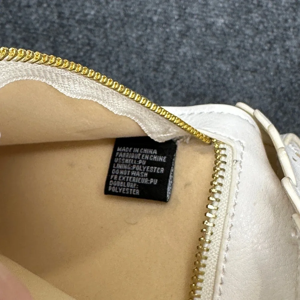 Madison West Laser Cut Perforated Scalloped White Vegan Leather‎ Tote Bag